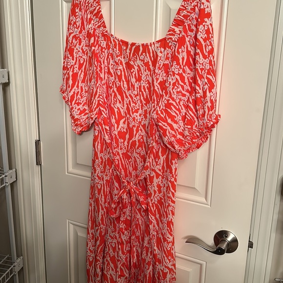 Anthropologie Ichi orange/white self tie dress. Size 42 - Picture 5 of 8